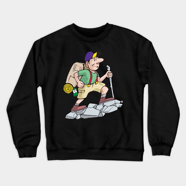 A cartoon heker enjoying the great outdoors Crewneck Sweatshirt by RedLineStore